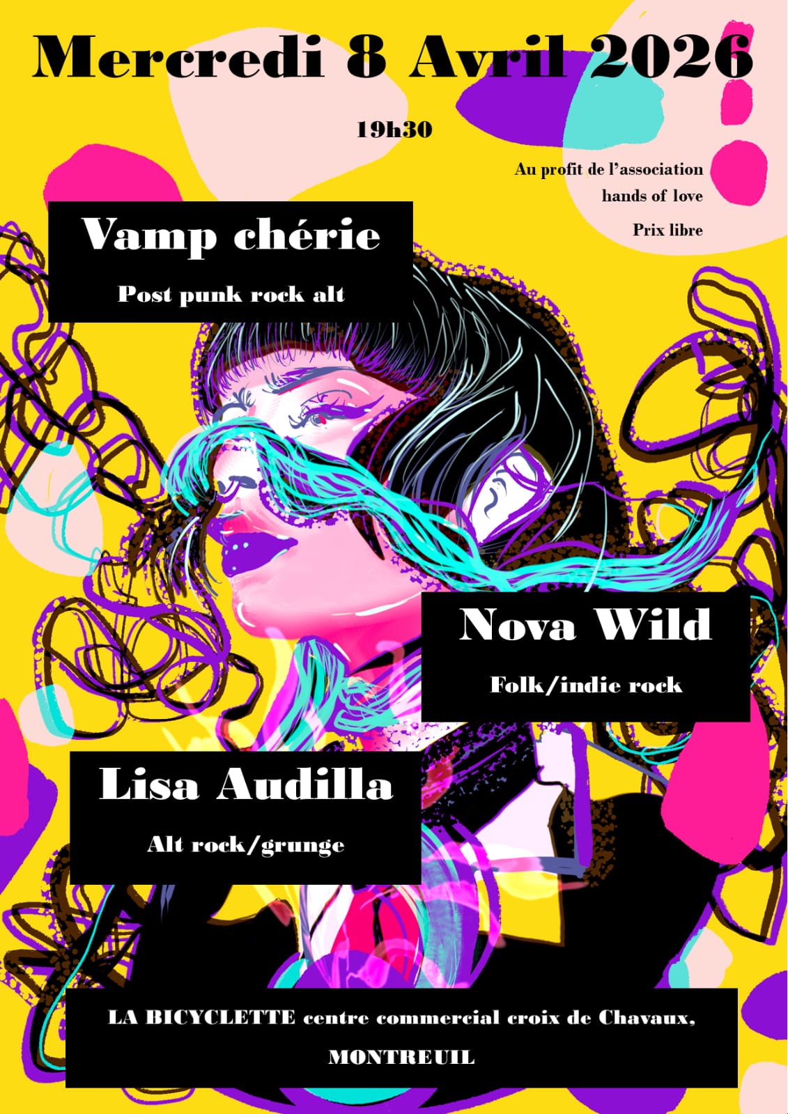 Affiche du concert live LISA AUDILLA à Montreuil La Bicyclette