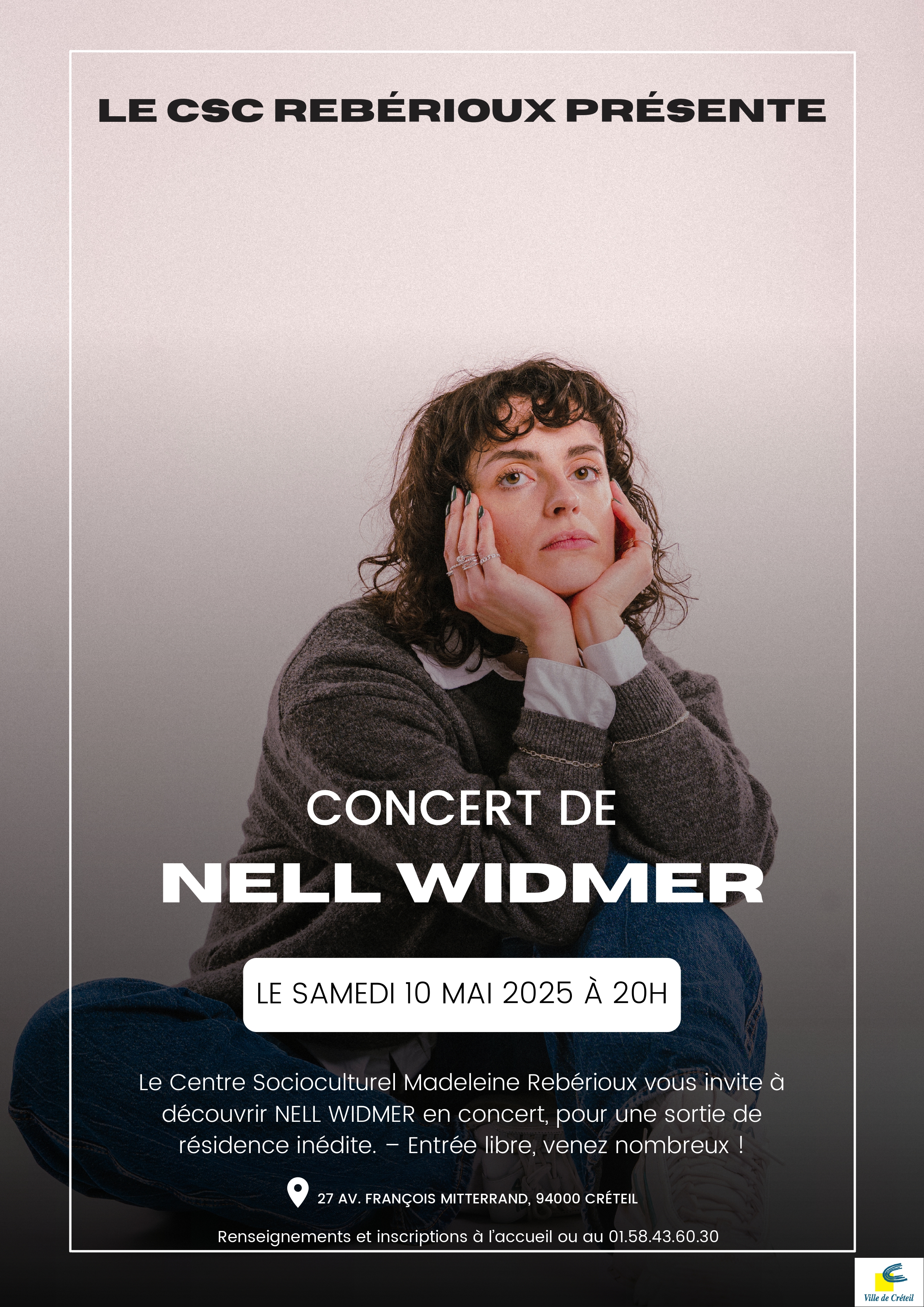 Affiche du concert live Nell Widmer à CRETEIL CSC madeleine rébérioux