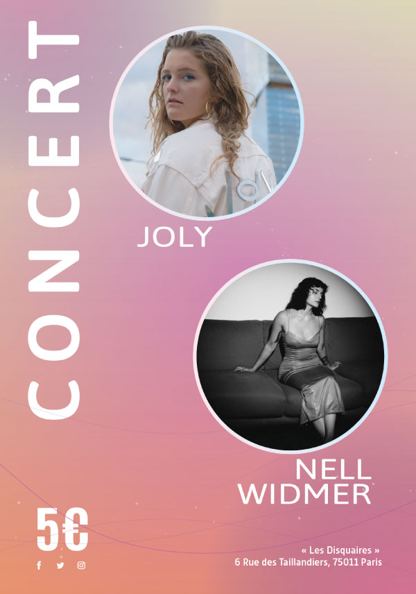 Affiche du concert live Nell Widmer et Joly Paris - Les Disquaires